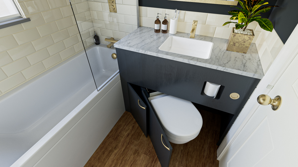 Foldaway toilet for increased comfort in a compact bathroom